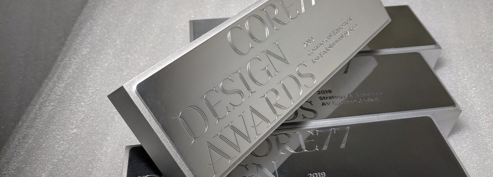Precision machined trophies for Core77 Design Awards